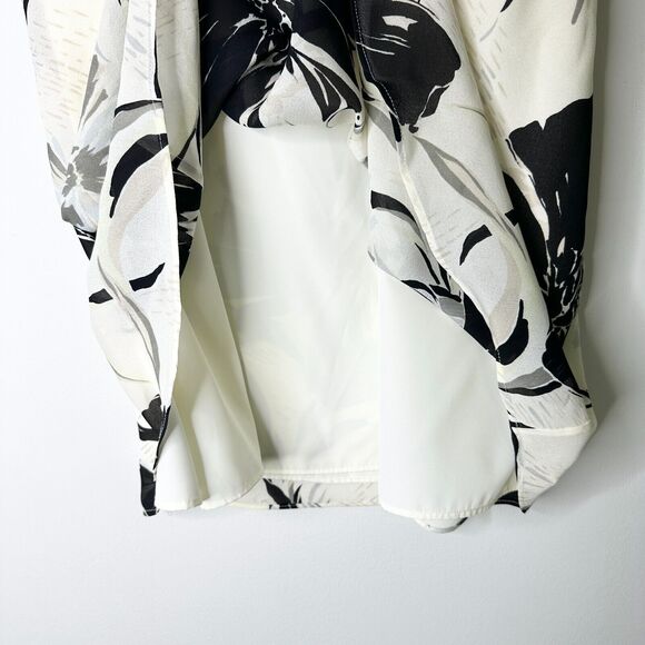 TALBOTS Skirt Women 6P Cream Black Floral 100% Silk Midi Flowy Lined NWOT - Picture 5 of 6
